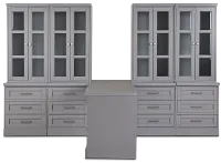 Newport Gray Large Peninsula Drawer Wall Desk