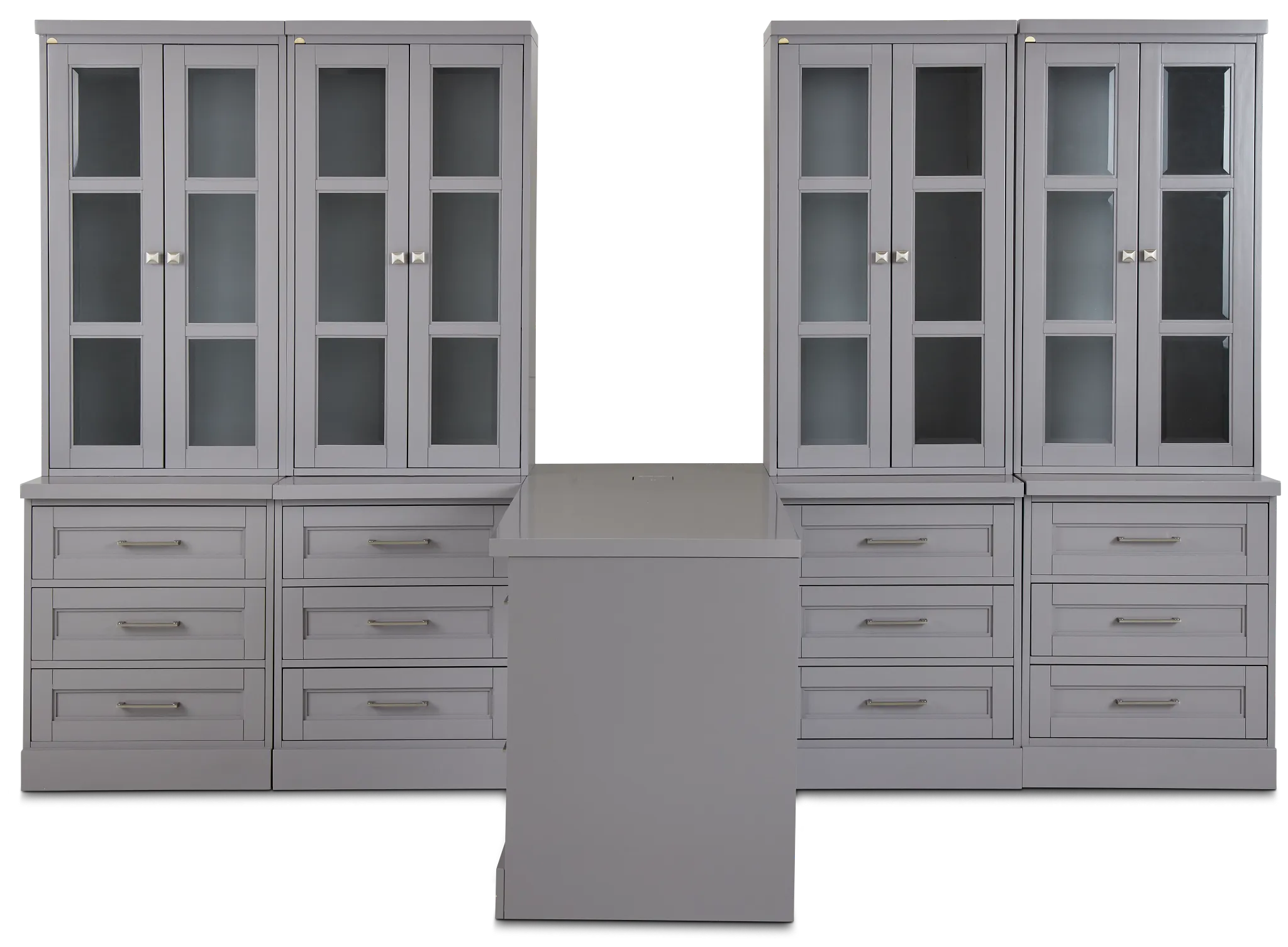 Newport Gray Large Peninsula Drawer Wall Desk