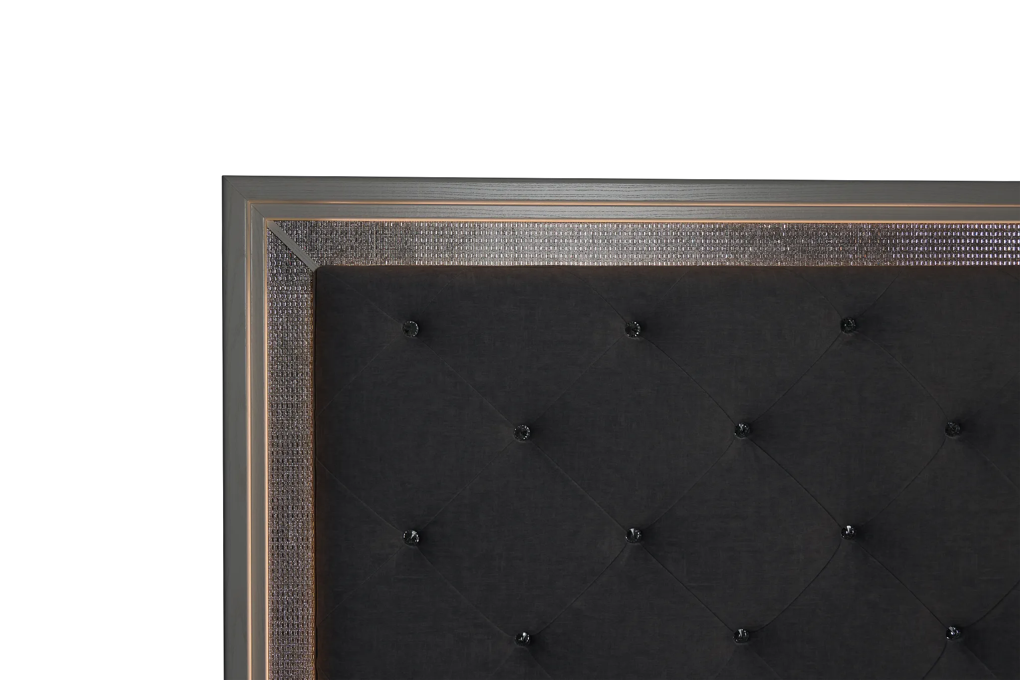 Alessandria White Uph Panel Bed With Lights