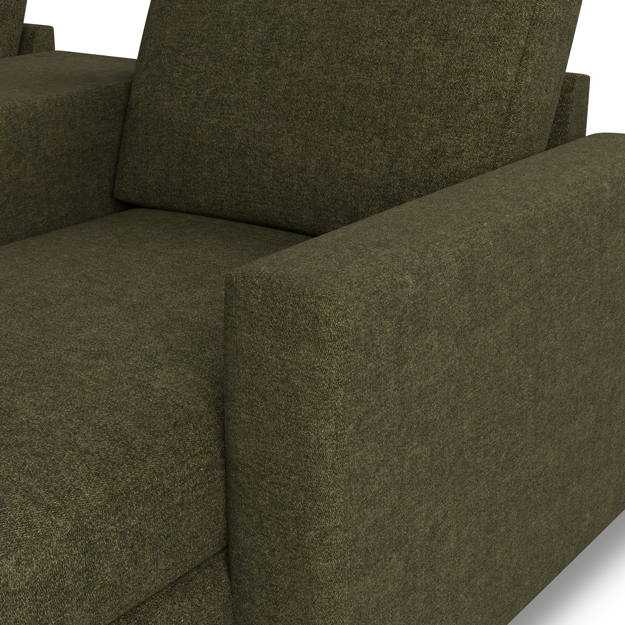 Citymod Green Fabric Small Right Chaise Sectional With Media Console