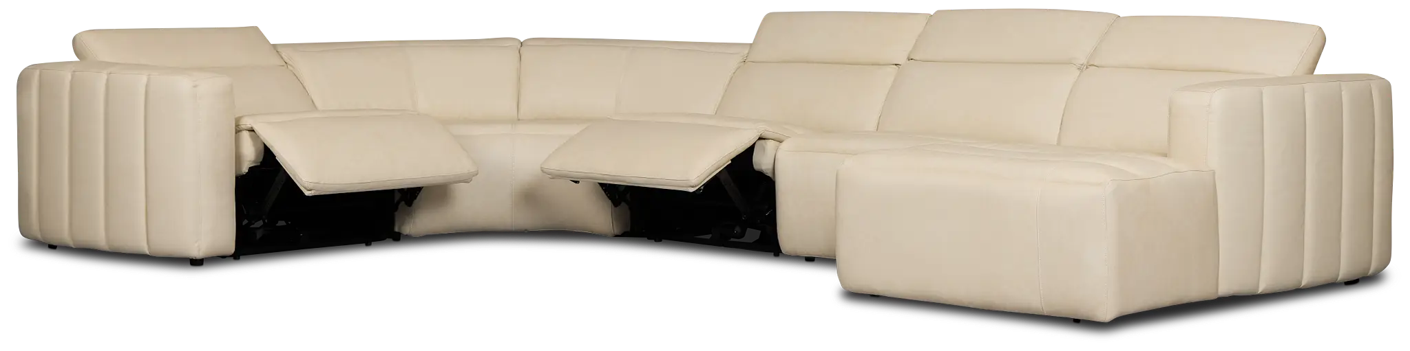 Jace Ivory Lthr/vinyl Small Dual Power Right Chaise Sectional Jace Ivory Lthr/vinyl Small Dual Power Right Chaise Sectional