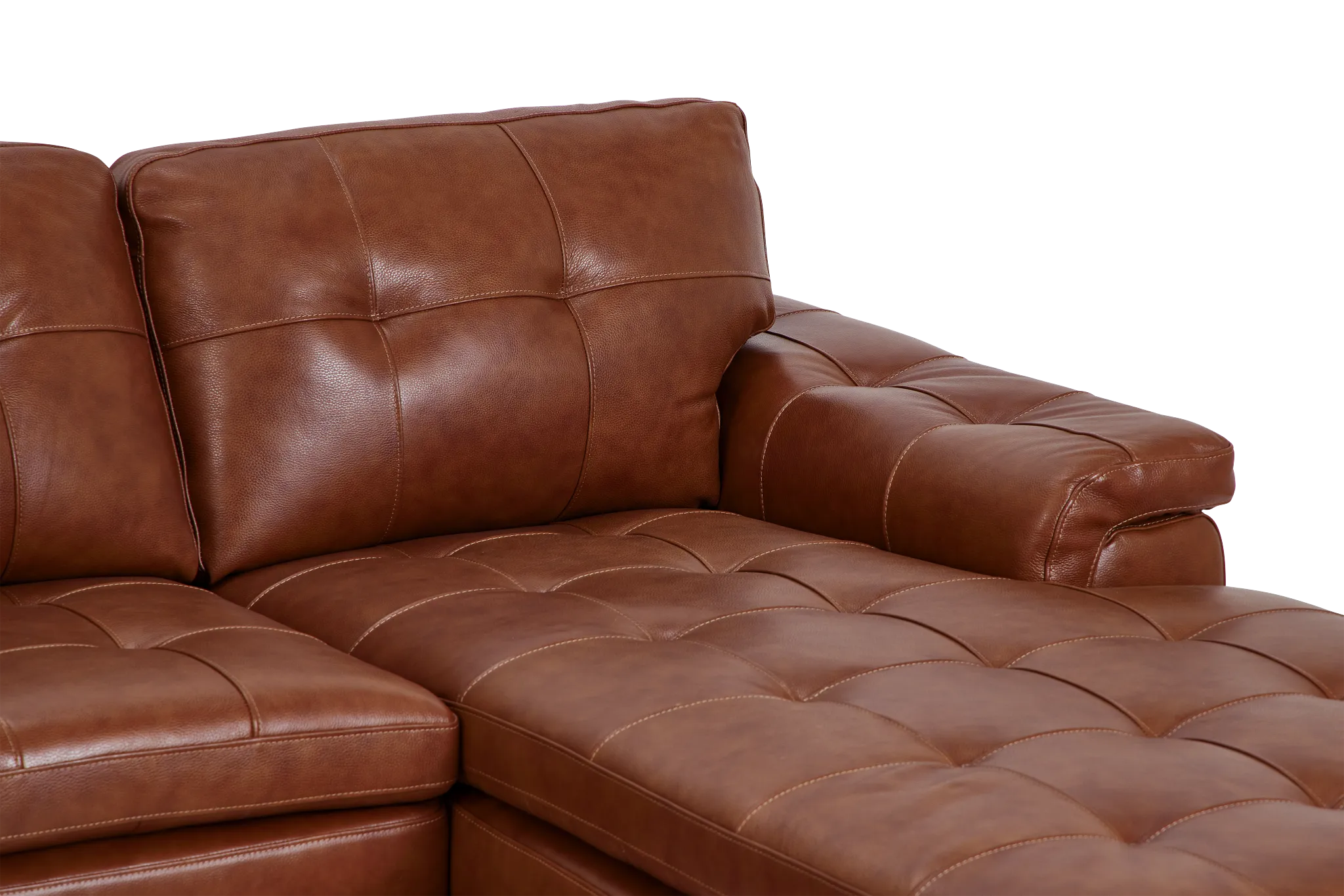 Braden Medium Brown Leather Small Right Chaise Sectional