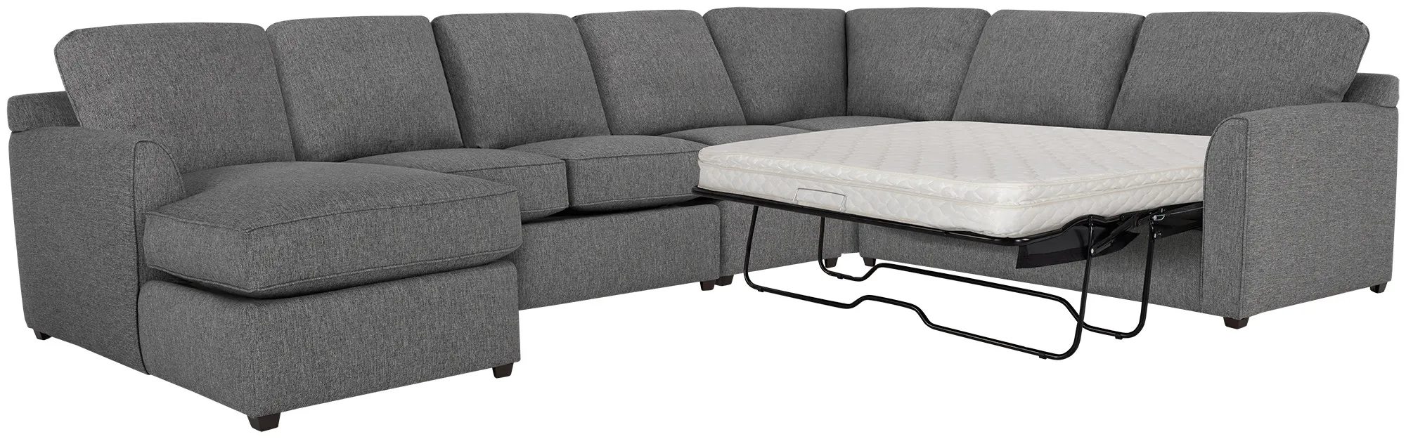 Asheville Gray Fabric Left Chaise Innerspring Sleeper Sectional