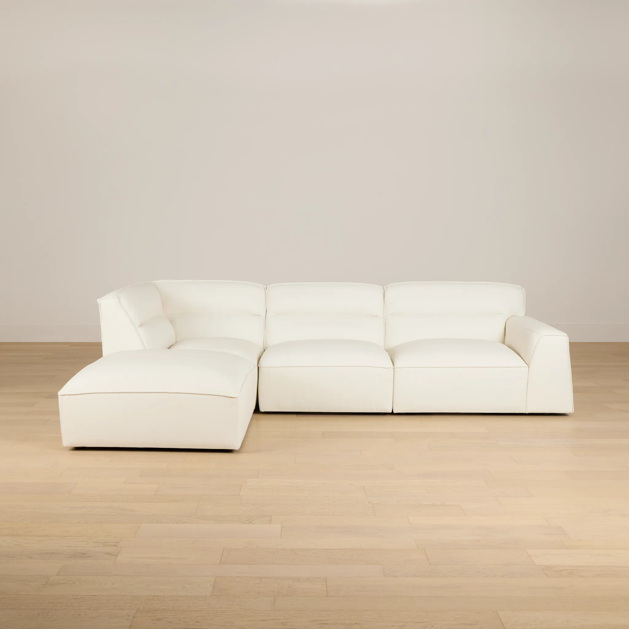 Blanca White Leather 4-piece Bumper Sectional