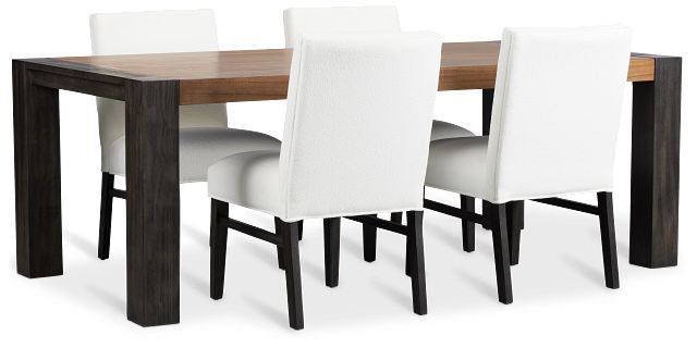 Jackson Two-tone Rectangular Table & 4 Upholstered Chairs