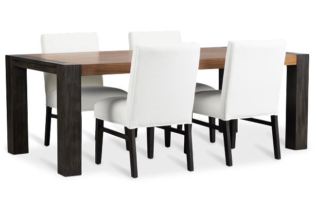 Jackson Two-tone Rectangular Table & 4 Upholstered Chairs