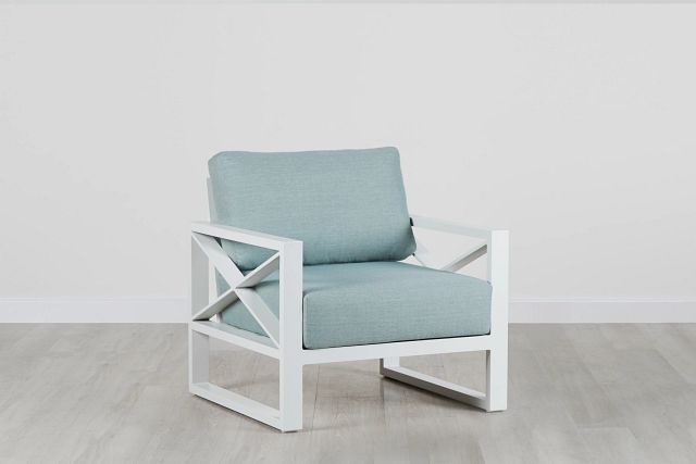 Linear White Teal Aluminum Chair