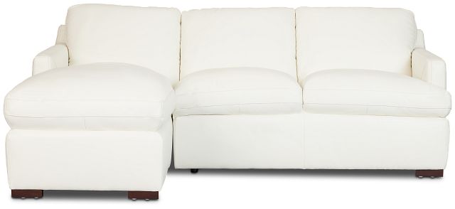 Amari White Leather Left Chaise Sectional