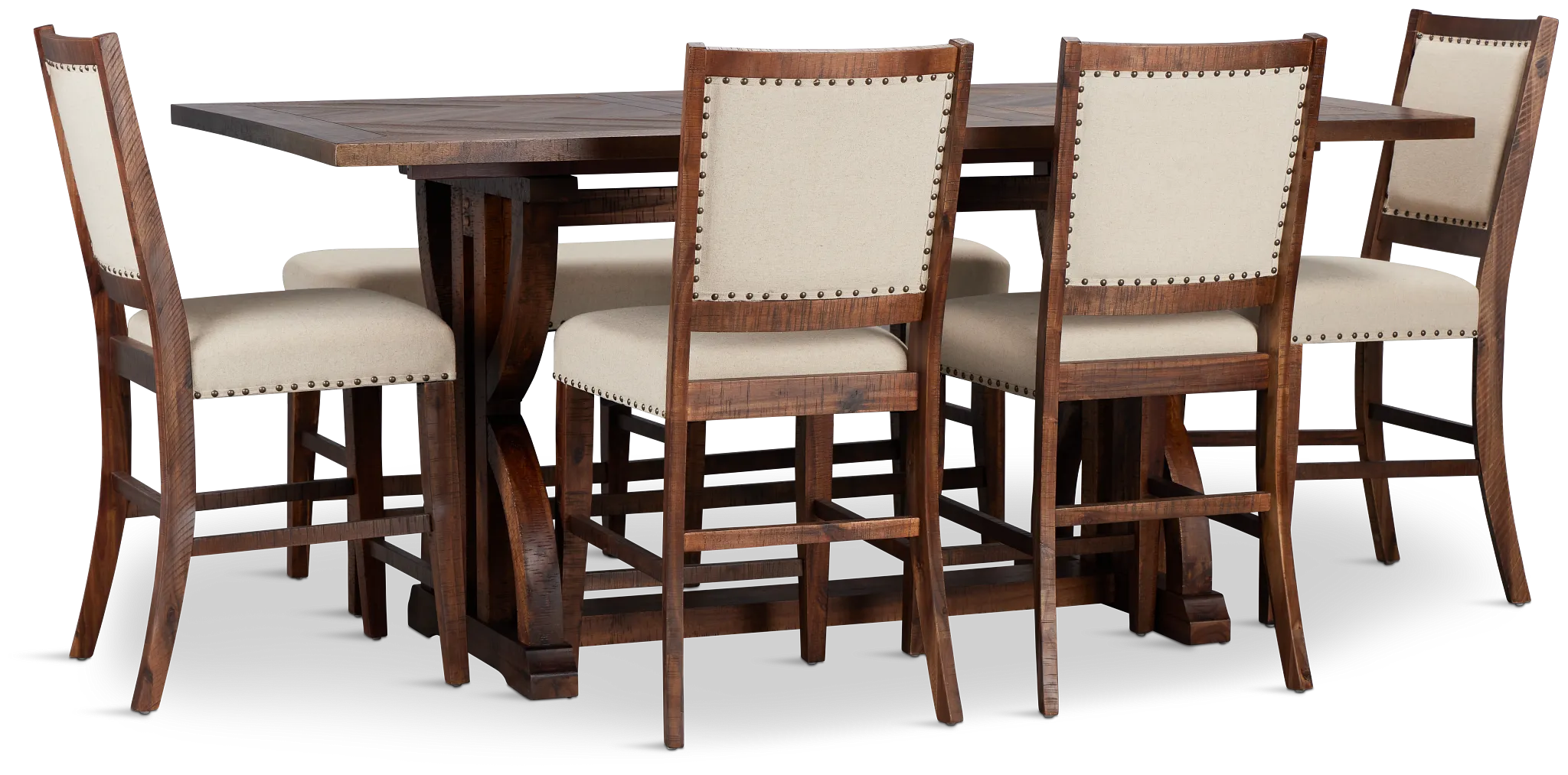 Joplin Dark Tone Extension High Table, 4 Barstools & High Bench