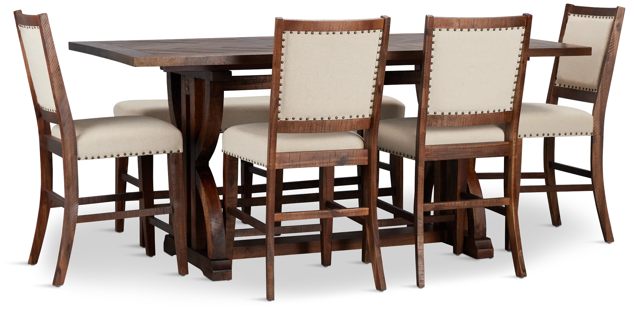 Joplin Dark Tone Extension High Table, 4 Barstools & High Bench Joplin Dark Tone Extension High Table, 4 Barstools & High Bench