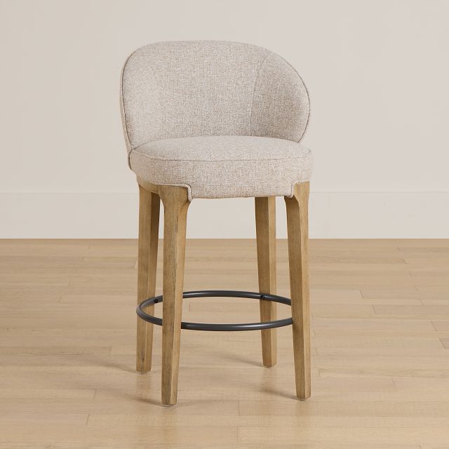 Libby Light Beige Fabric 24" Upholstered Barstool