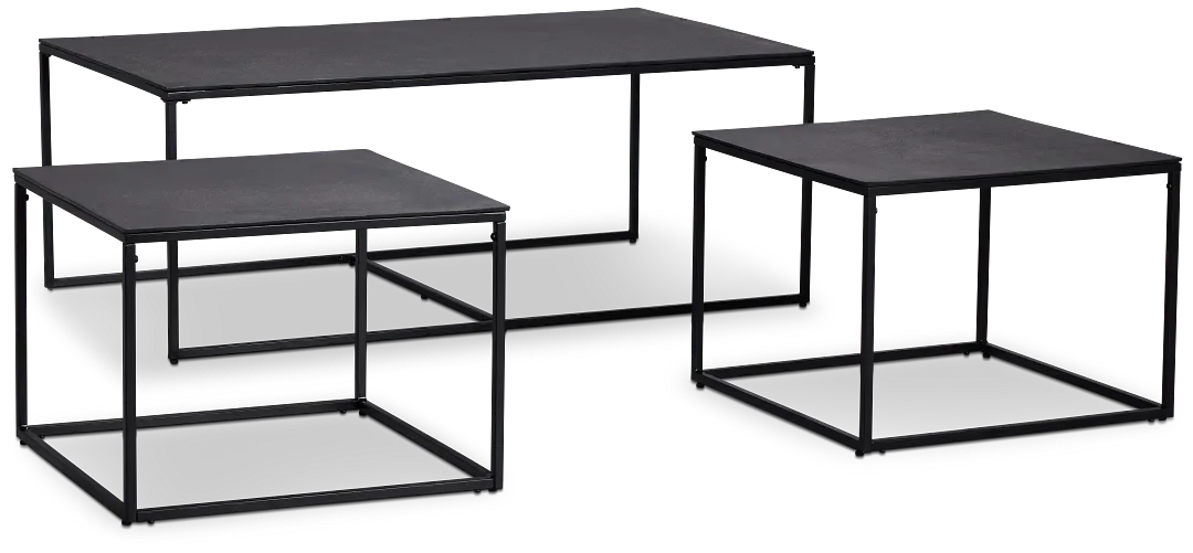 Doren Black Rect Nesting Coffee Table