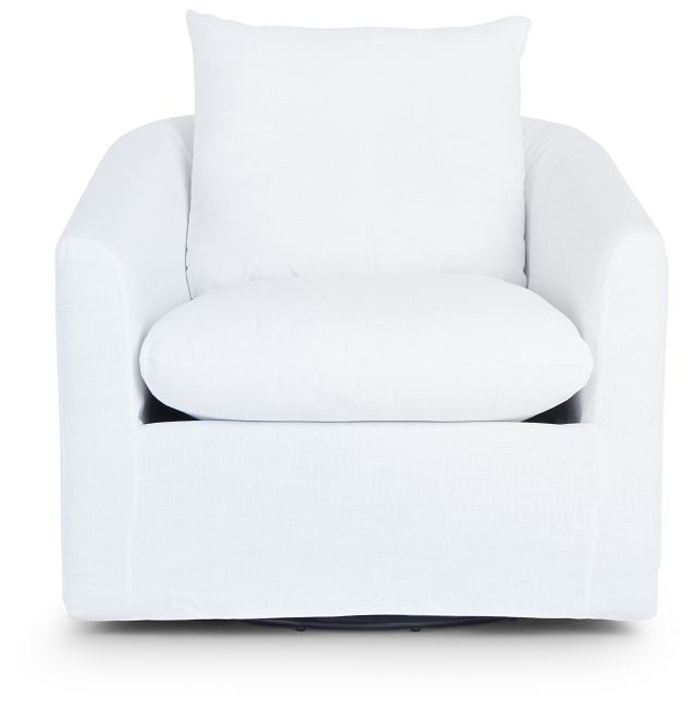 Willow White Fabric Swivel Chair