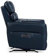 Preston Dark Blue Lthr/vinyl Power Recliner With Heat And Massage
