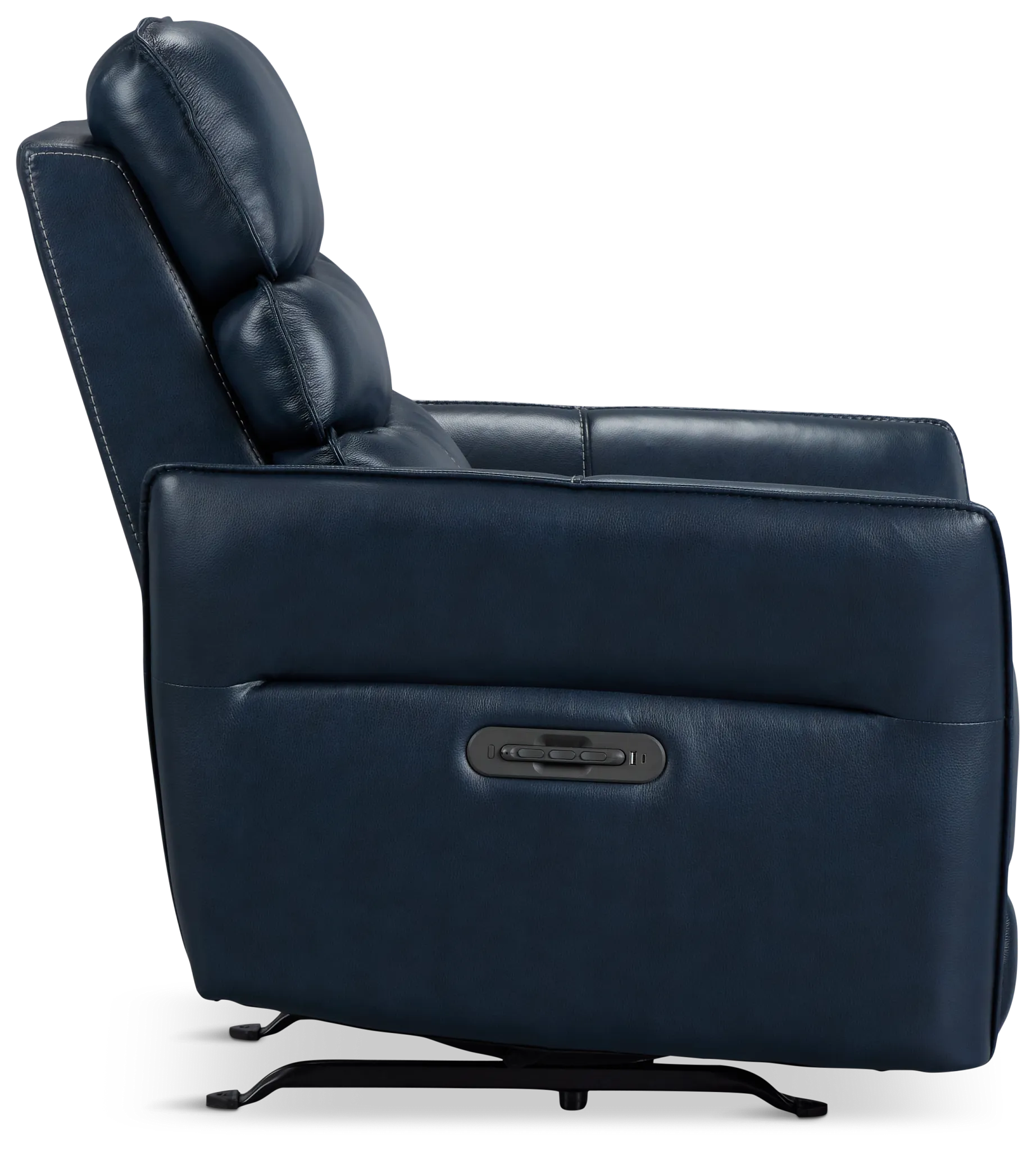 Preston Dark Blue Lthr/vinyl Power Recliner With Heat And Massage