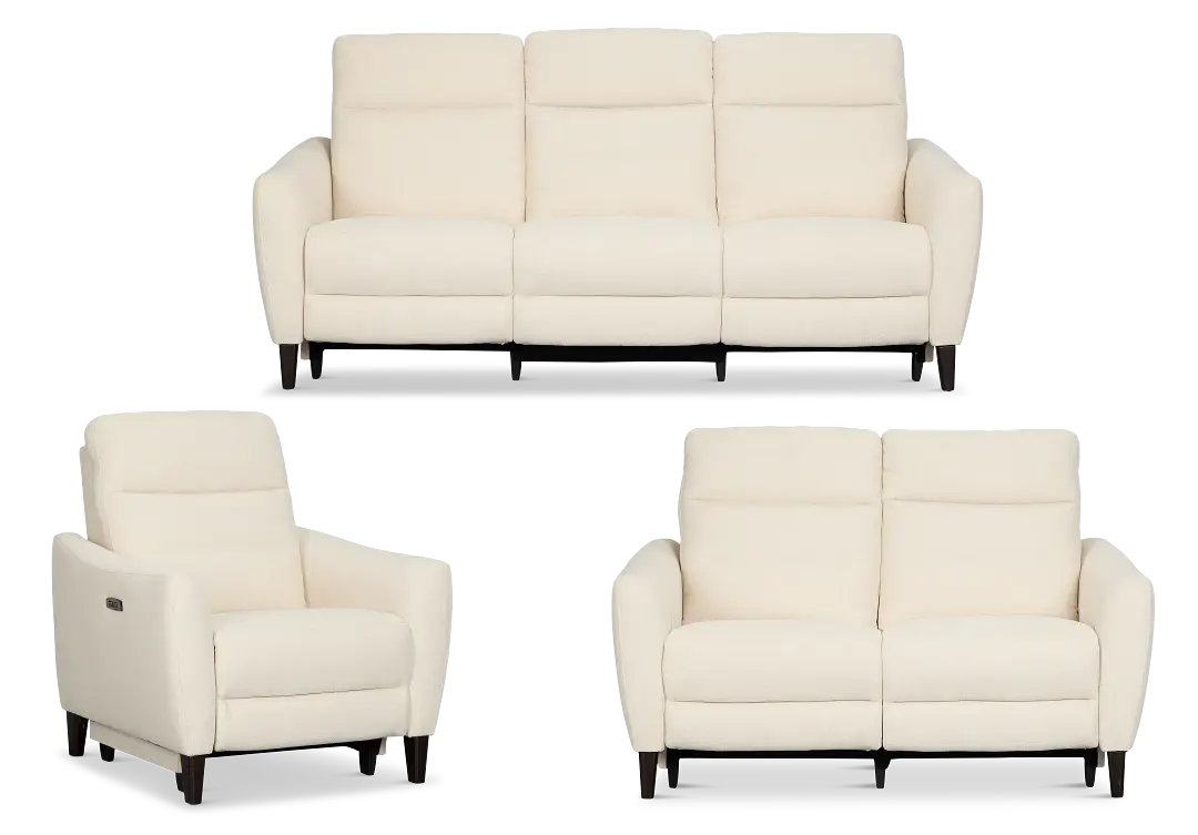 Keaton White Fabric Power Reclining Living Room Keaton White Fabric Power Reclining Living Room