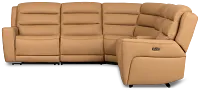 Wilder Brown Leather Medium Dual Power 2-arm Reclining Sectional