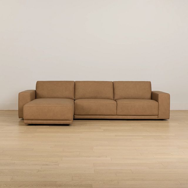 Kellan Light Brown Leather Left Chaise Sectional