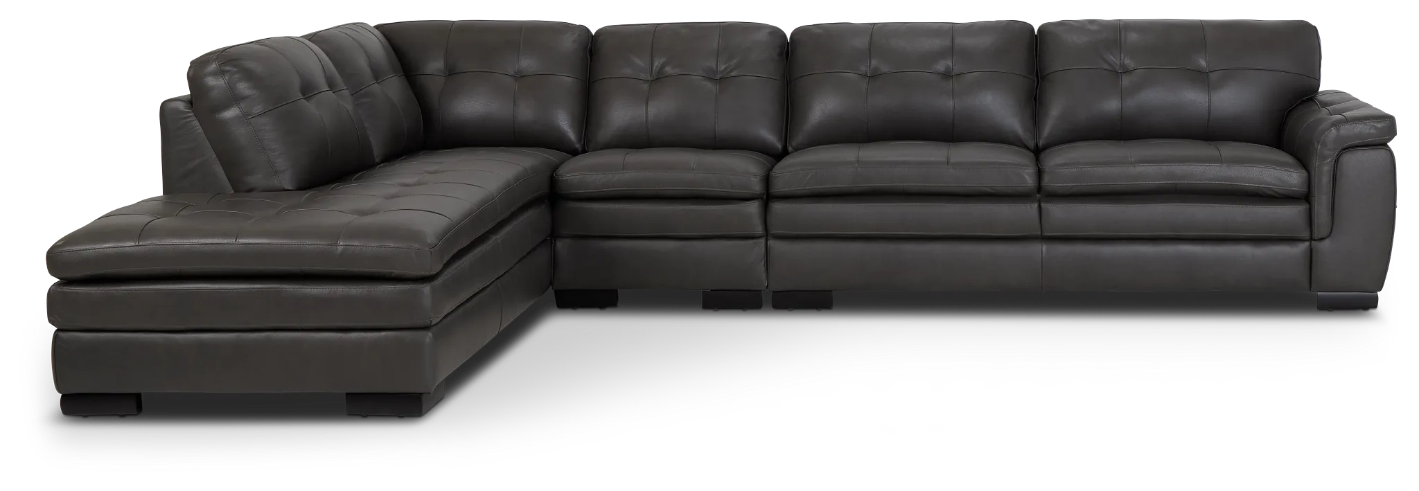 Braden Dark Gray Leather Medium Left Bumper Sectional