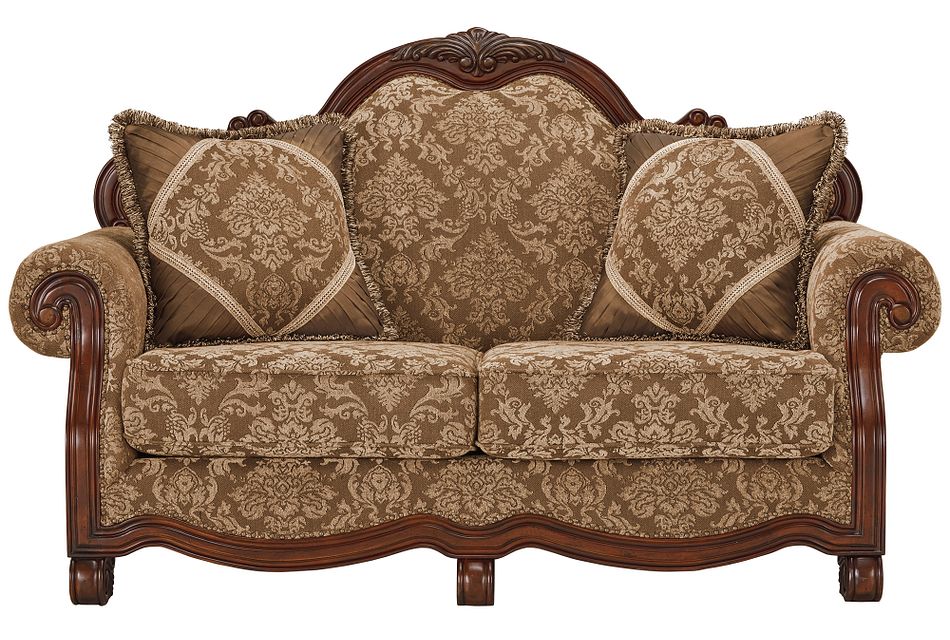 Regal Dark Tone Fabric Loveseat