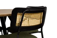 Lynden Light Tone Round Table & 4 Green Woven Upholstered Side Chairs