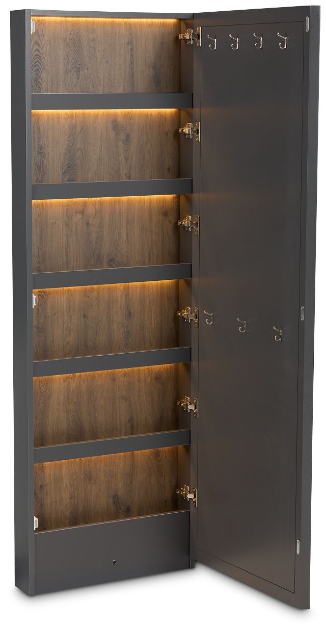Brasilia Gray Storage Floor Mirror