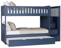 Charleston Dark Blue Step Trundle Bunk Bed