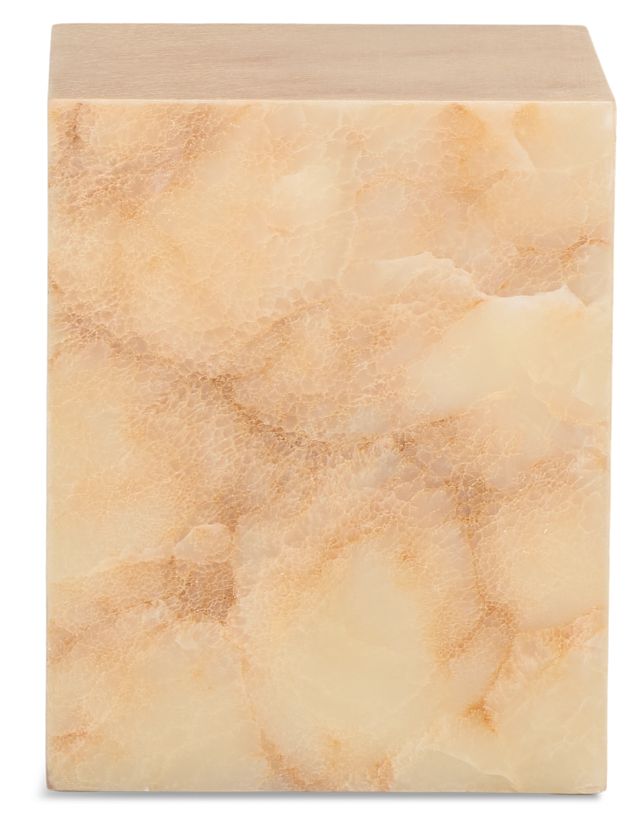 Haven White Stone Square End Table