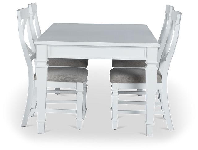 Marina White Table & 4 Wood Chairs