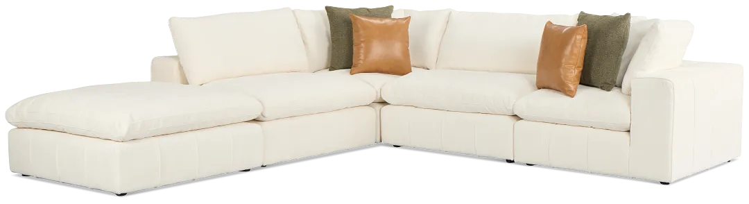 Cruz White Fabric 5pc Bumper Sectional