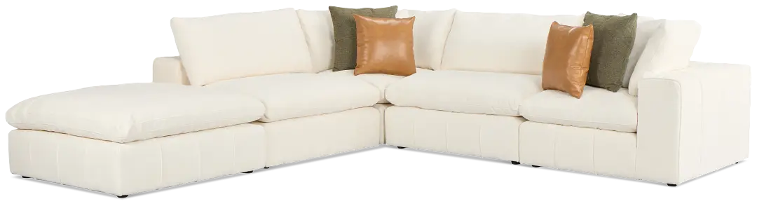 Cruz White Fabric 5pc Bumper Sectional Cruz White Fabric 5pc Bumper Sectional