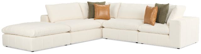 Cruz White Fabric 5pc Bumper Sectional