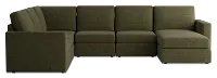 Citymod Green Fabric Medium Right Chaise Sectional