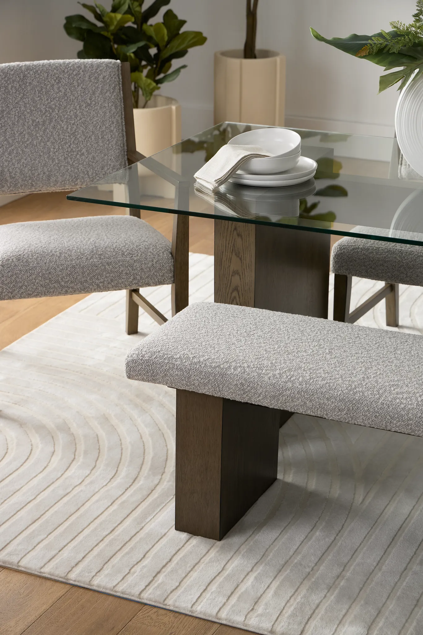 Vance Light Tone Upholstered Dining Bench