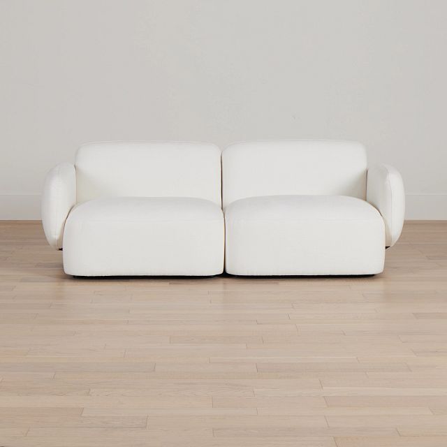 Halsey White Fabric 2-piece Modular Sofa