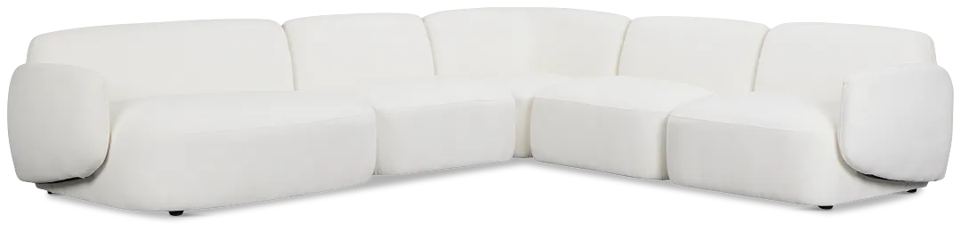 Halsey White Fabric Medium Left Facing Cuddler Sectional
