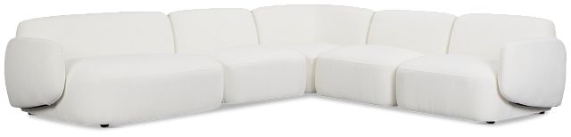 Halsey White Fabric Medium Left Facing Cuddler Sectional