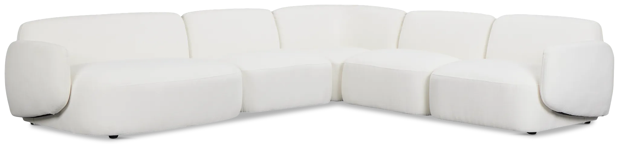 Halsey White Fabric Medium Left Facing Cuddler Sectional