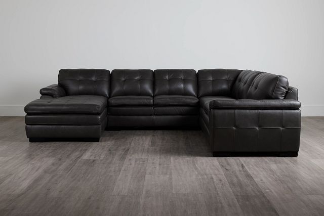 Braden Dark Gray Leather Medium Left Chaise Sectional