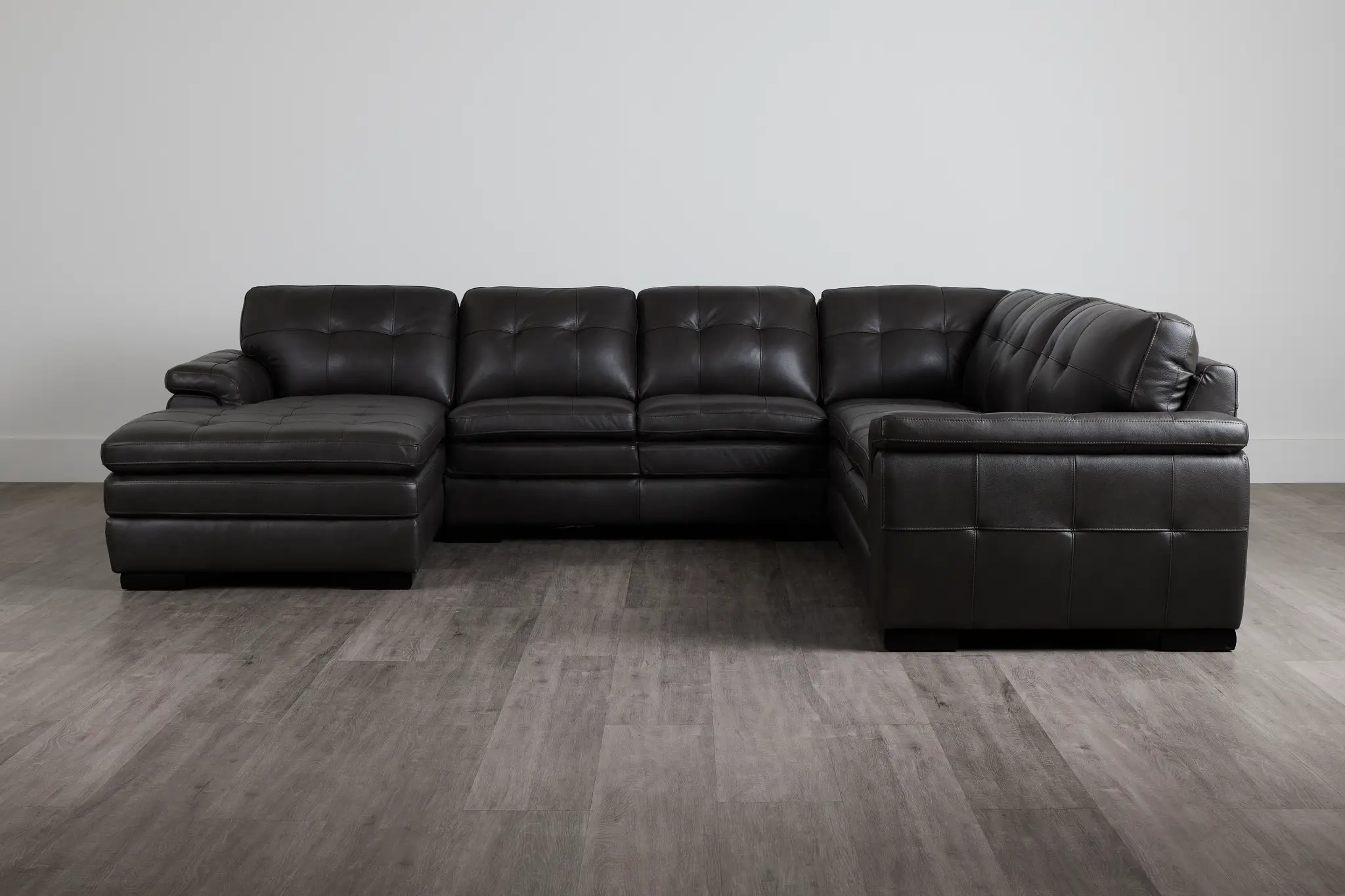 Braden Dark Gray Leather Medium Left Chaise Sectional Braden Dark Gray Leather Medium Left Chaise Sectional
