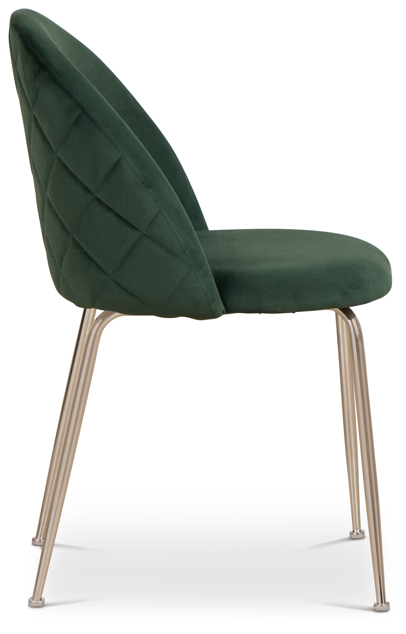 Capri Dark Green Velvet Upholstered Side Chair W/ Chrome Legs
