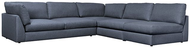 Harper Dark Blue Fabric Large Left Arm Sectional