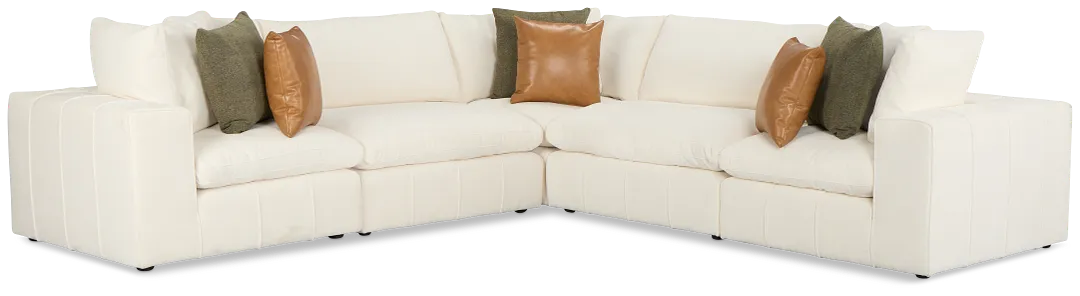 Cruz White Fabric 5-piece Modular Sectional