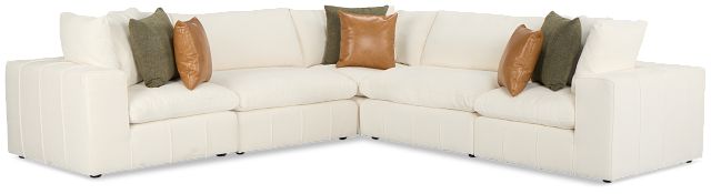 Cruz White Fabric 5-piece Modular Sectional