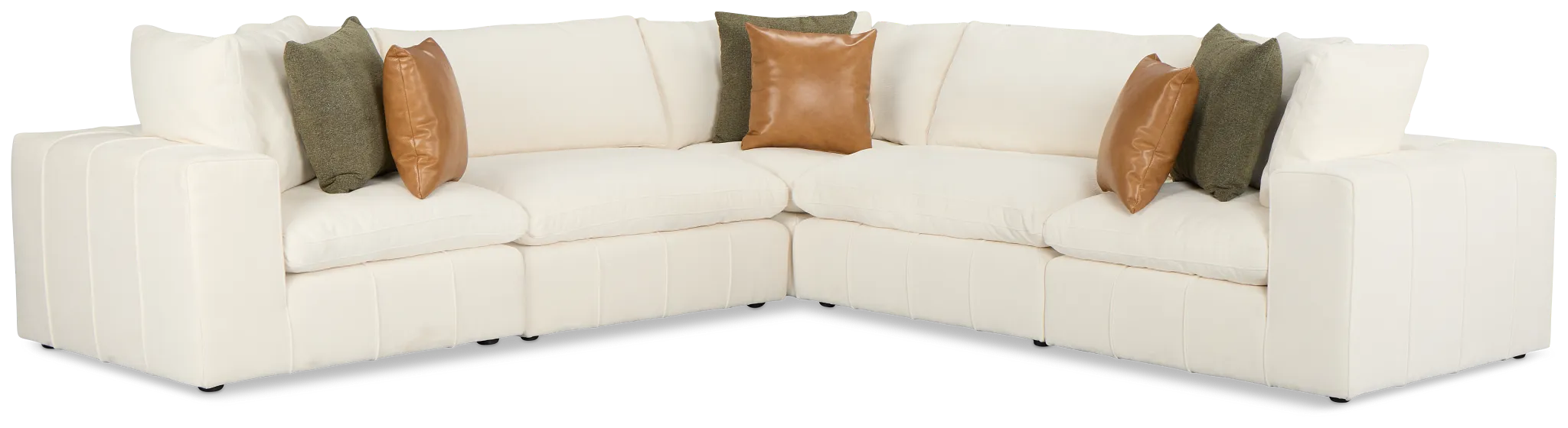 Cruz White Fabric 5-piece Modular Sectional