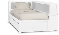 Charleston White Corner Bookcase Bed With Trundle
