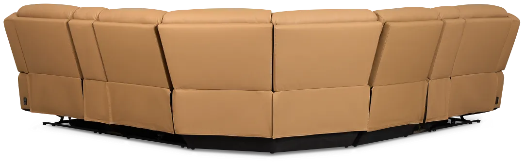 Wilder Brown Leather Large Tri Power Sectional W/refrigerated Console