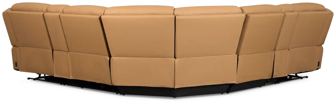 Wilder Brown Leather Large Tri Power Sectional W/refrigerated Console Wilder Brown Leather Large Tri Power Sectional W/refrigerated Console
