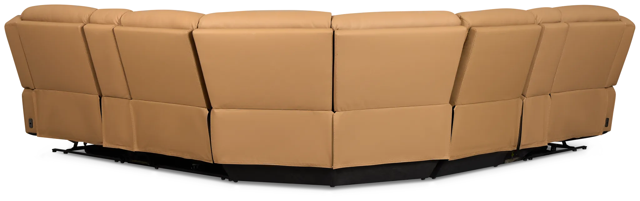 Wilder Brown Leather Large Tri Power Sectional W/refrigerated Console