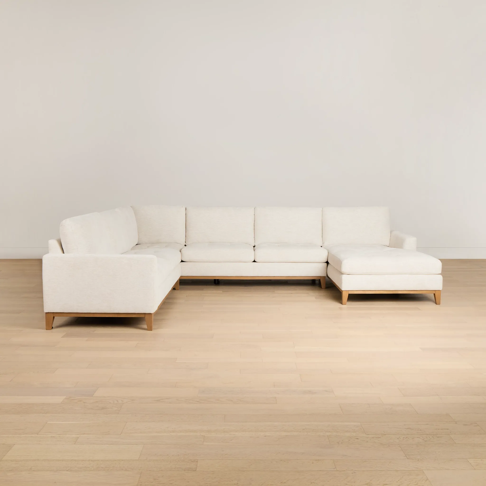 Maisie Light Beige Fabric Medium Right Chaise Sectional